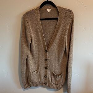 J.Crew gold Lame/ lurex cardigan. EUC